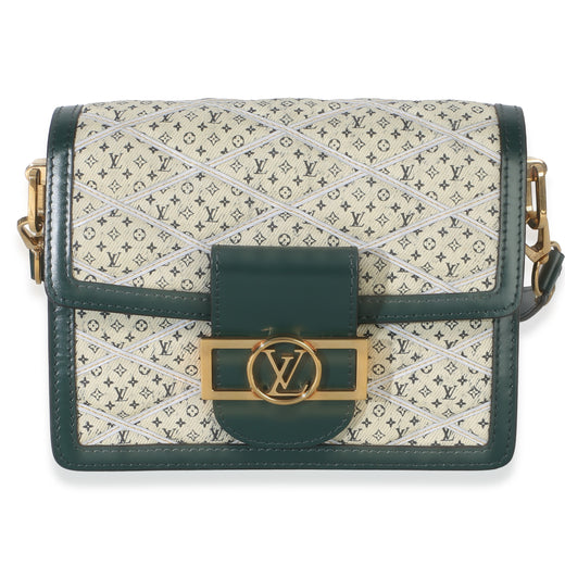 Louis Vuitton Green Quilted Denim Printed Monogram Mini Dauphine Neutral Handbag