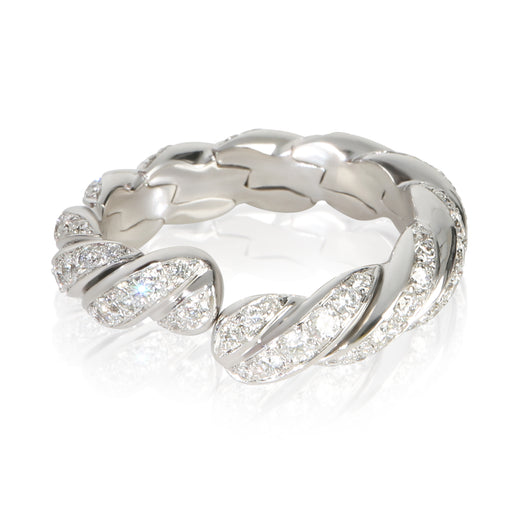 David Yurman White Gold Diamond Sculpted Cable Flex Ring 18k