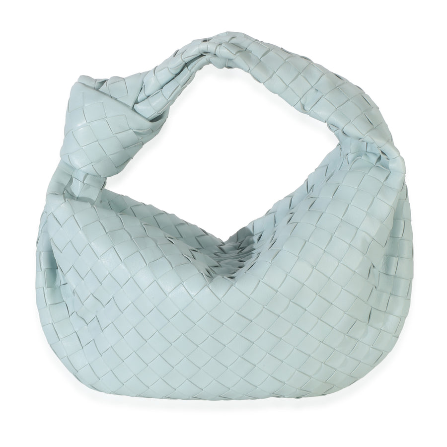 Bottega Veneta Teal Washed Nappa Intrecciato Teen Jodie Blue Leather Handbag