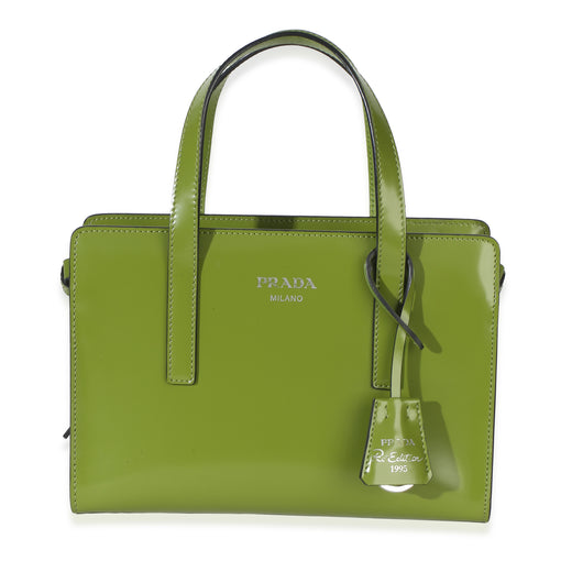 Prada Green Brushed Leather Mini Re-Edition 1995 Bag Patent Handbag