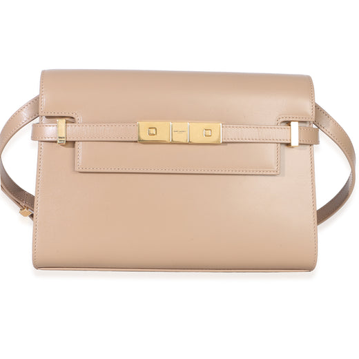Saint Laurent Beige Calfskin Small Manhattan Shoulder Bag Leather Handbag