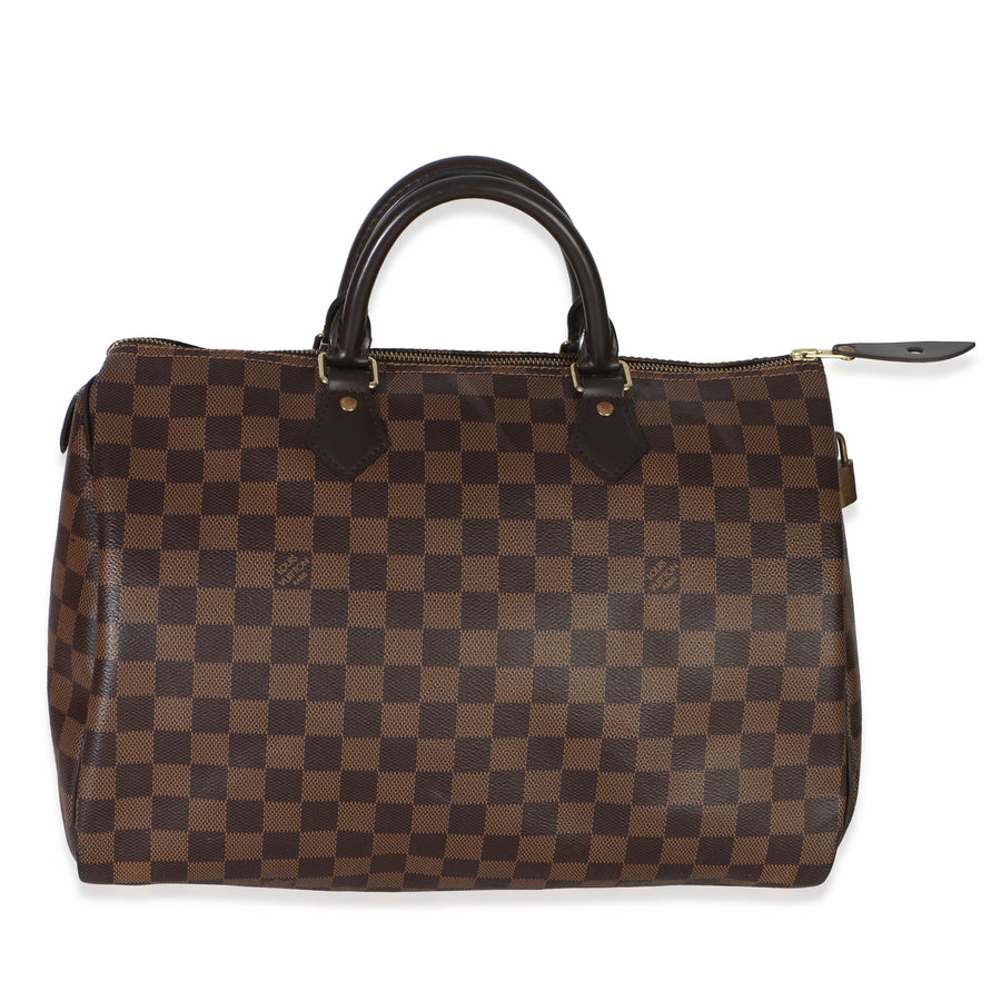 Louis Vuitton Damier Ebene Canvas Speedy 35 Brown Handbag