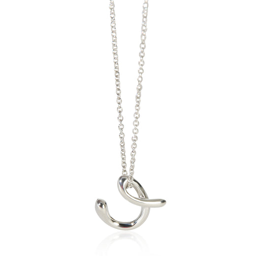 Tiffany & Co. Sterling Silver Diamond Elsa Peretti Alphabet Initial C Pendant 925