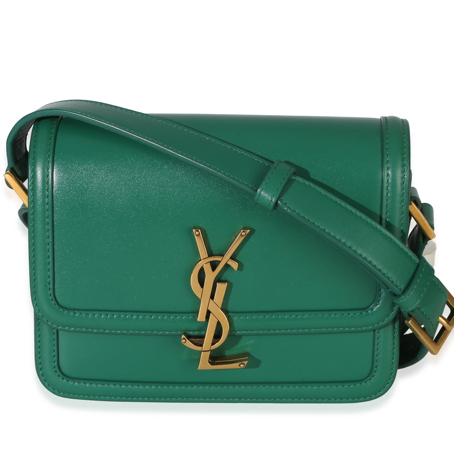 Saint Laurent Green Smooth Calfskin Monogram Small Solferino Satchel Leather Handbag