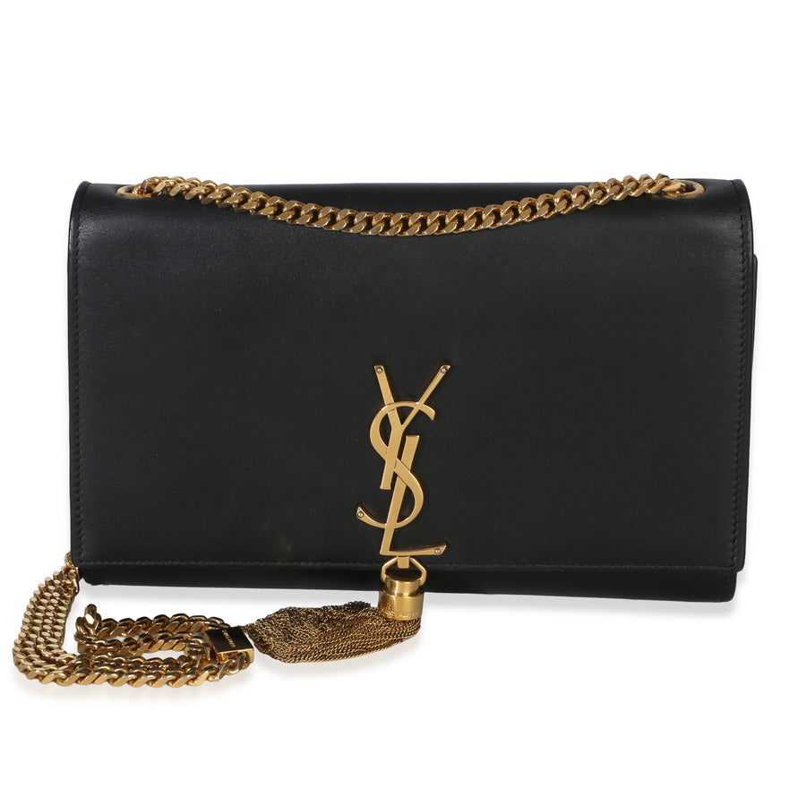 Saint Laurent Black Grain De Poudre Medium Kate Tassel Leather Handbag
