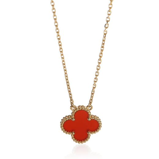 Van Cleef & Arpels Yellow Gold Carnelian Vintage Alhambra Pendant 18k