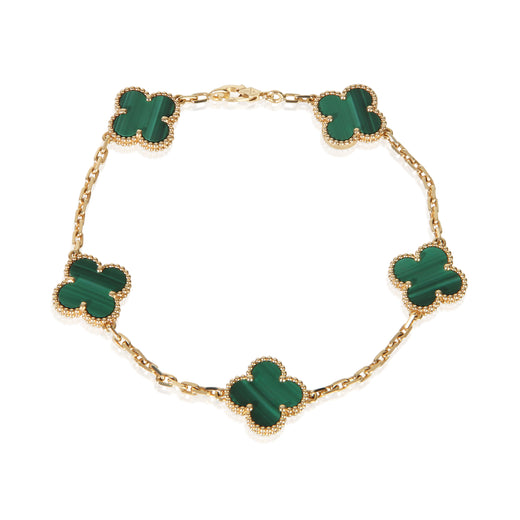 Van Cleef & Arpels Yellow Gold Malachite Vintage Alhambra Bracelet 18k