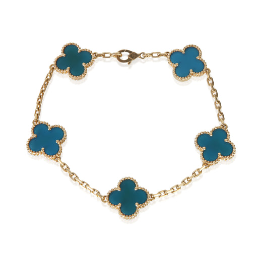 Van Cleef & Arpels Yellow Gold Agate Vintage Alhambra Bracelet 18k