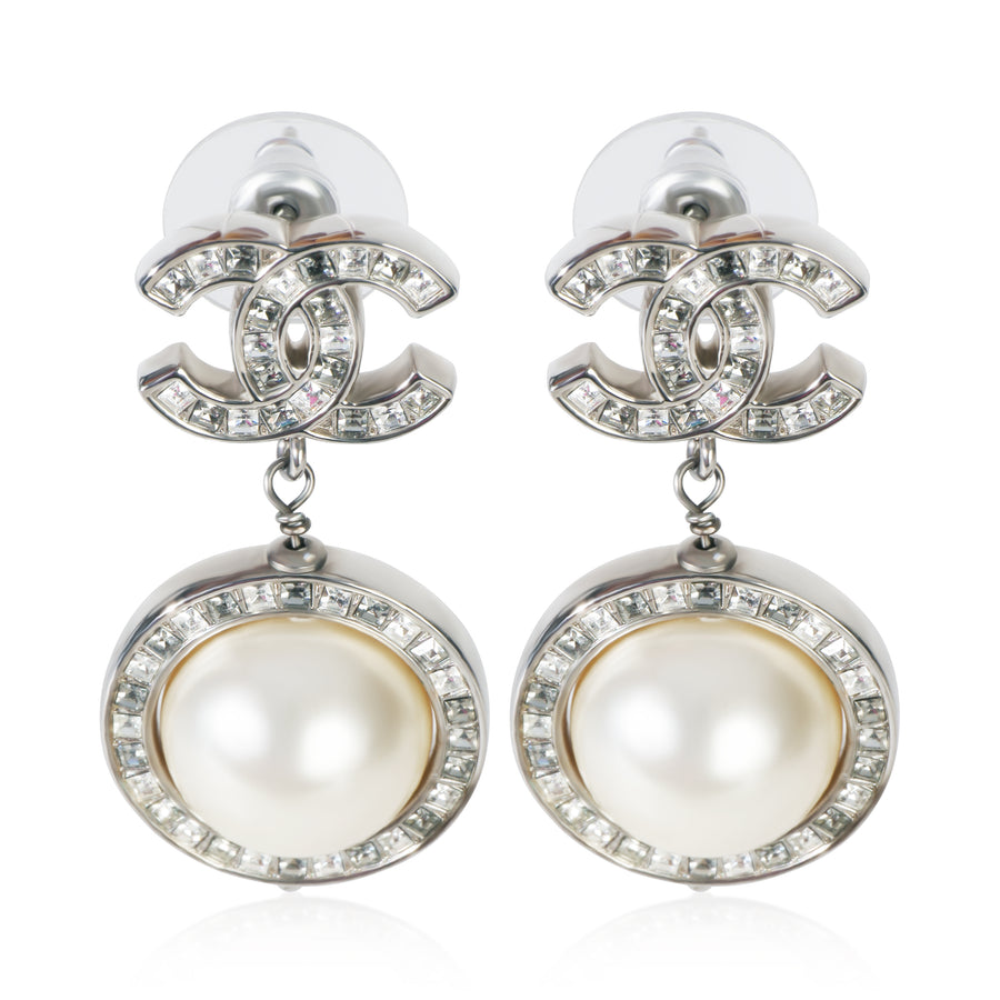 Chanel 2018 Faux Pearl & Strass Cc Earrings