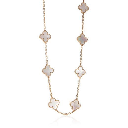 Van Cleef & Arpels Yellow Gold Mother Of Pearl Vintage Alhambra Necklace 18k