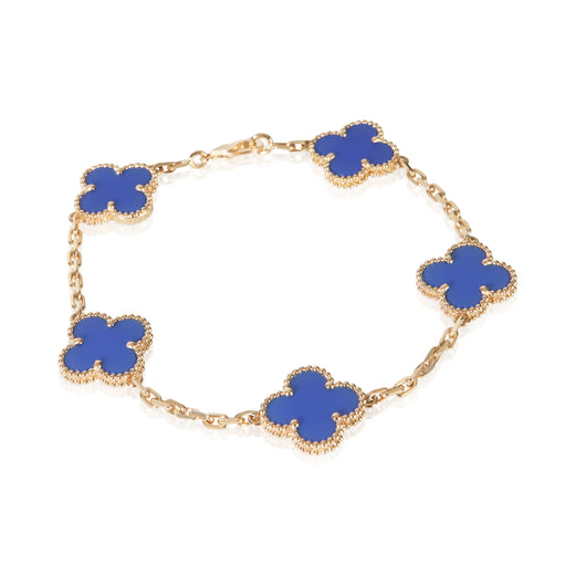 Van Cleef & Arpels Yellow Gold Agate Vintage Alhambra Bracelet 18k