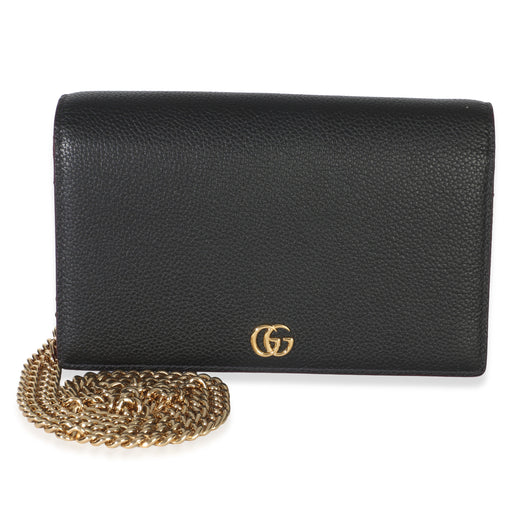 Gucci Black Red Dollar Calfskin Gg Chain Wallet Leather Handbag