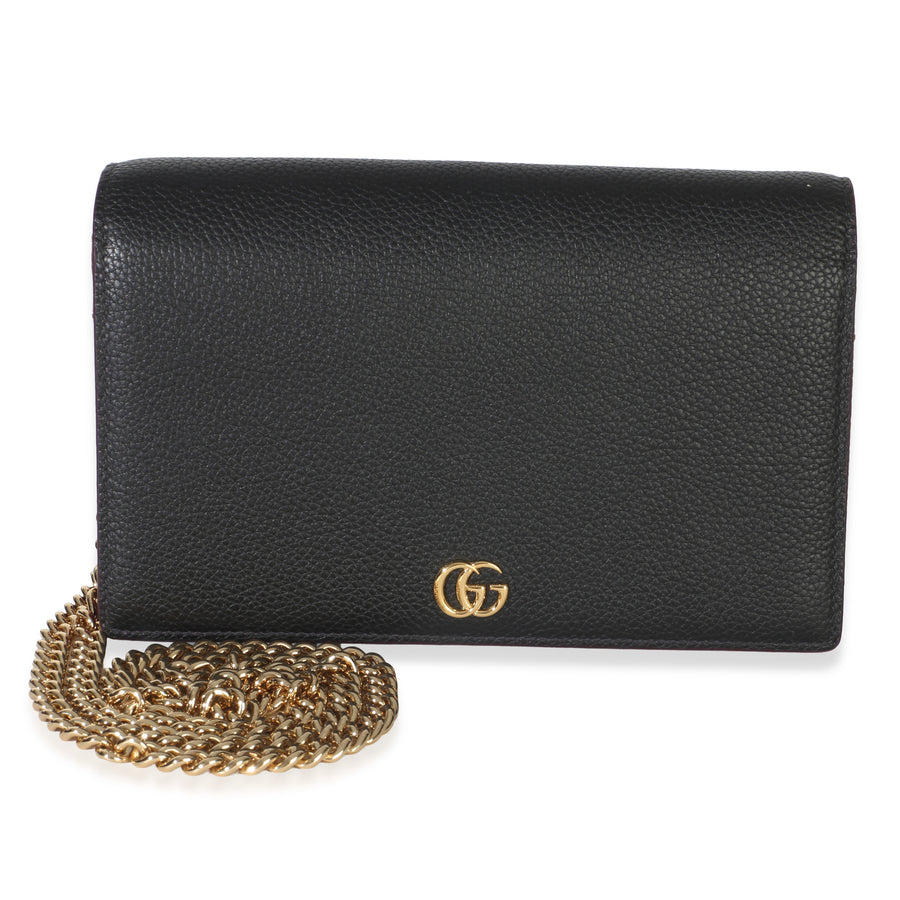 Gucci Black Red Dollar Calfskin Gg Chain Wallet Leather Handbag
