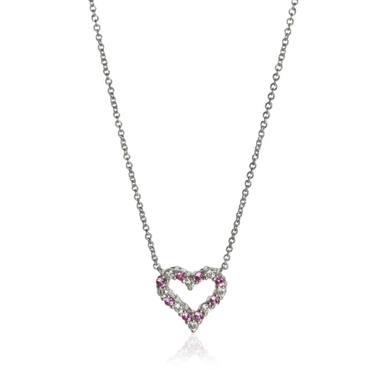 Tiffany & Co. Platinum Pink Sapphire And Diamond Heart Necklace 950