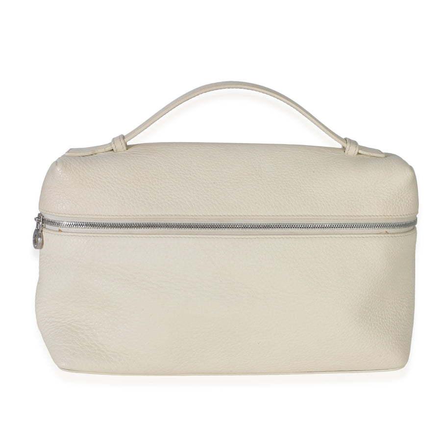 Loro Piana Cream Grained Calfskin Extra Pocket L27 Neutral Leather Handbag