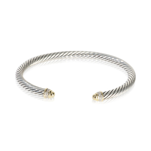 David Yurman Yellow Gold & Sterling Silver Diamond Cable Classic Bracelet 18k