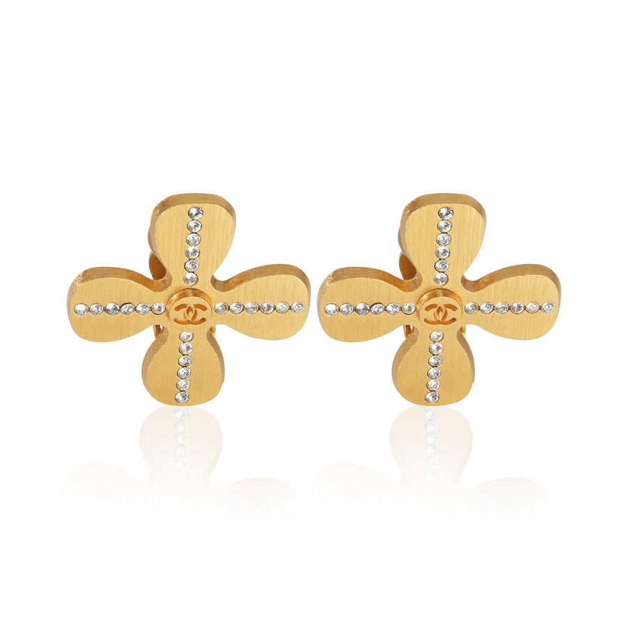 Chanel Gold-Plated 2001 Clover Earrings