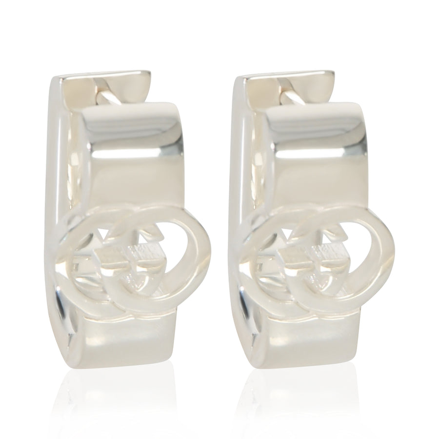 Gucci Sterling Silver Interlocking G Hoop Earrings 925