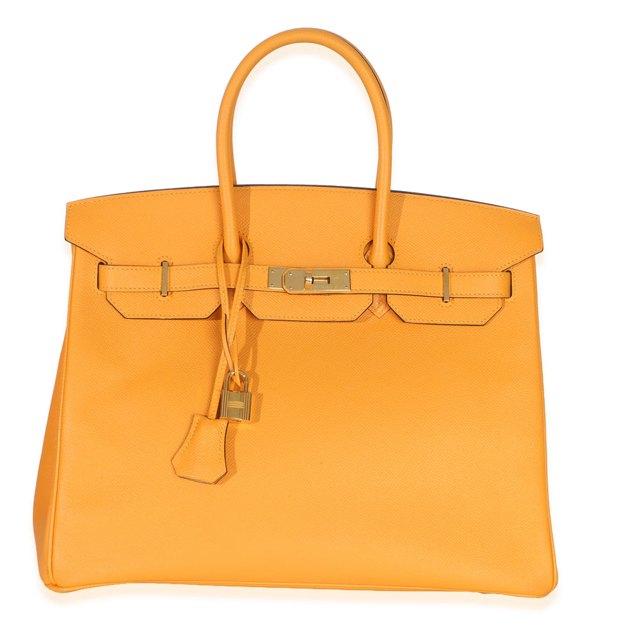 Hermès Jaune Dor Epsom Birkin 35 Ghw Orange; Yellow Leather Handbag