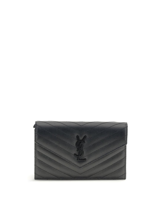 Saint Laurent Cassandre Shoulder Bag — Black Calf Leather Bos Taurus