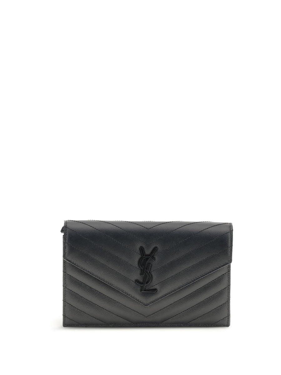 Saint Laurent Cassandre Shoulder Bag — Black Calf Leather Bos Taurus