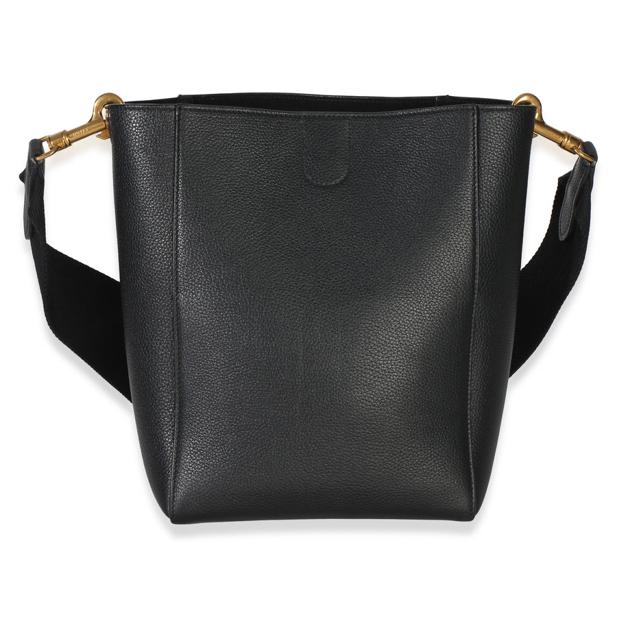 Celine Black Soft Grained Calfskin Small Sangle Bucket Bag Leather Handbag