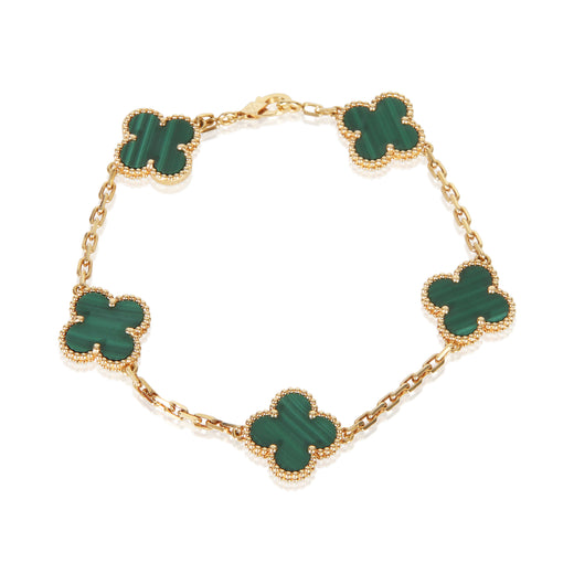 Van Cleef & Arpels Yellow Gold Malachite Vintage Alhambra Bracelet 18k