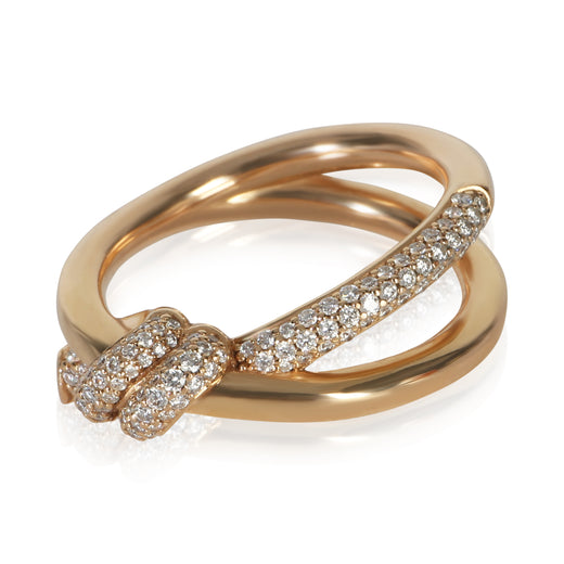 Tiffany & Co. Rose Gold Diamond Double Row Knot Ring 18k