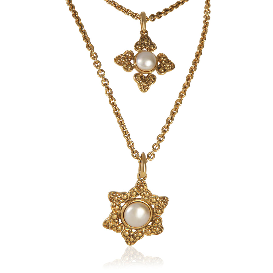 Chanel Gold-Plated Vintage Faux Pearl Pendant