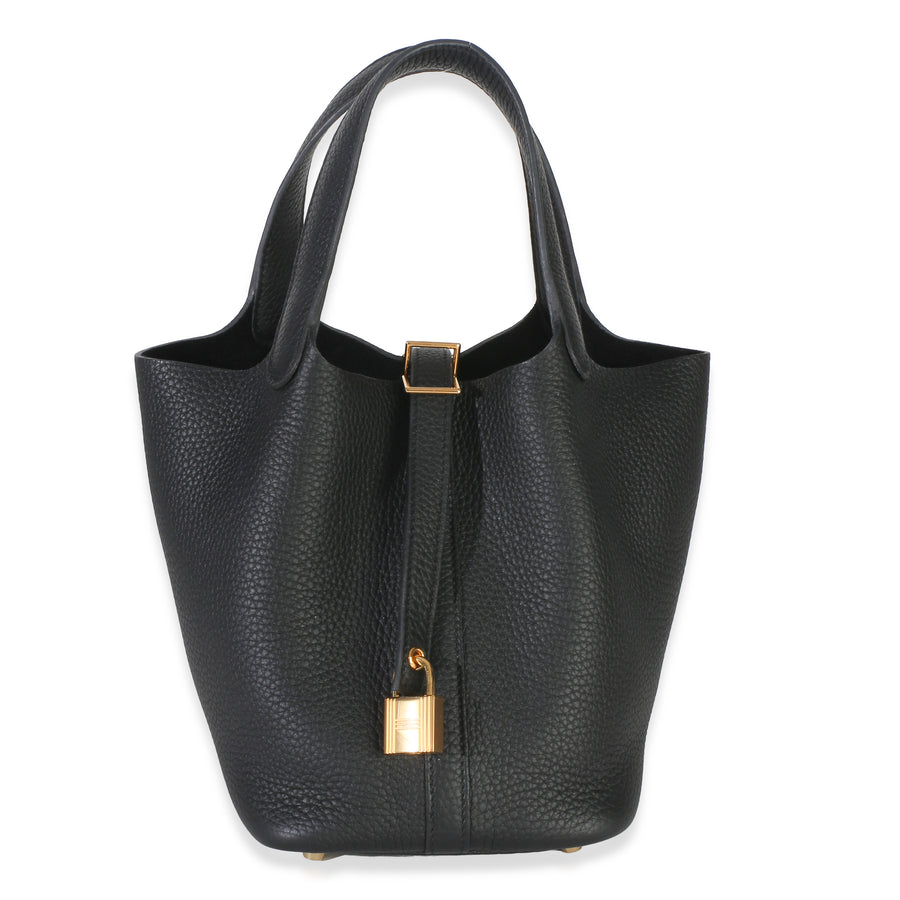 Hermès Black Clemence Picotin Lock 18 Phw Leather Bag