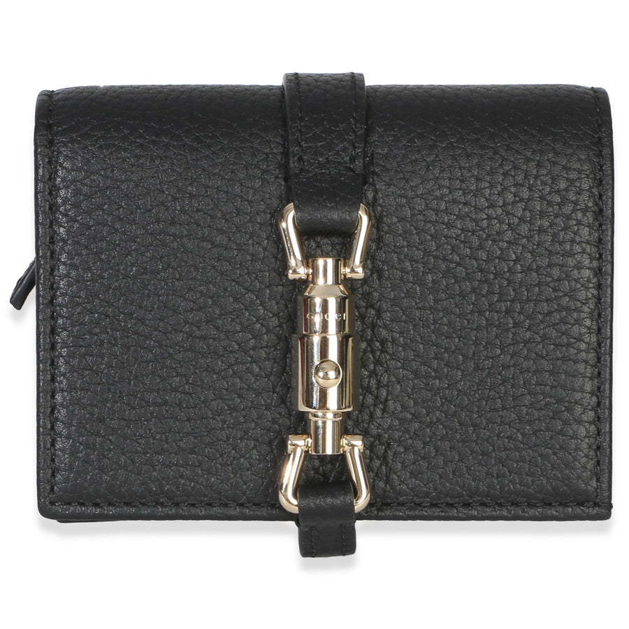 Gucci Black Piuma Calfskin Jackie 1961 Mini Wallet Leather