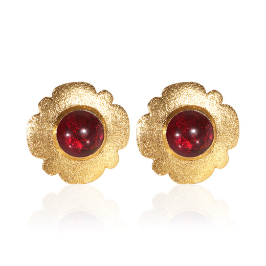 Chanel Gold-Plated 1980s Vintage Red Gripoix Earrings