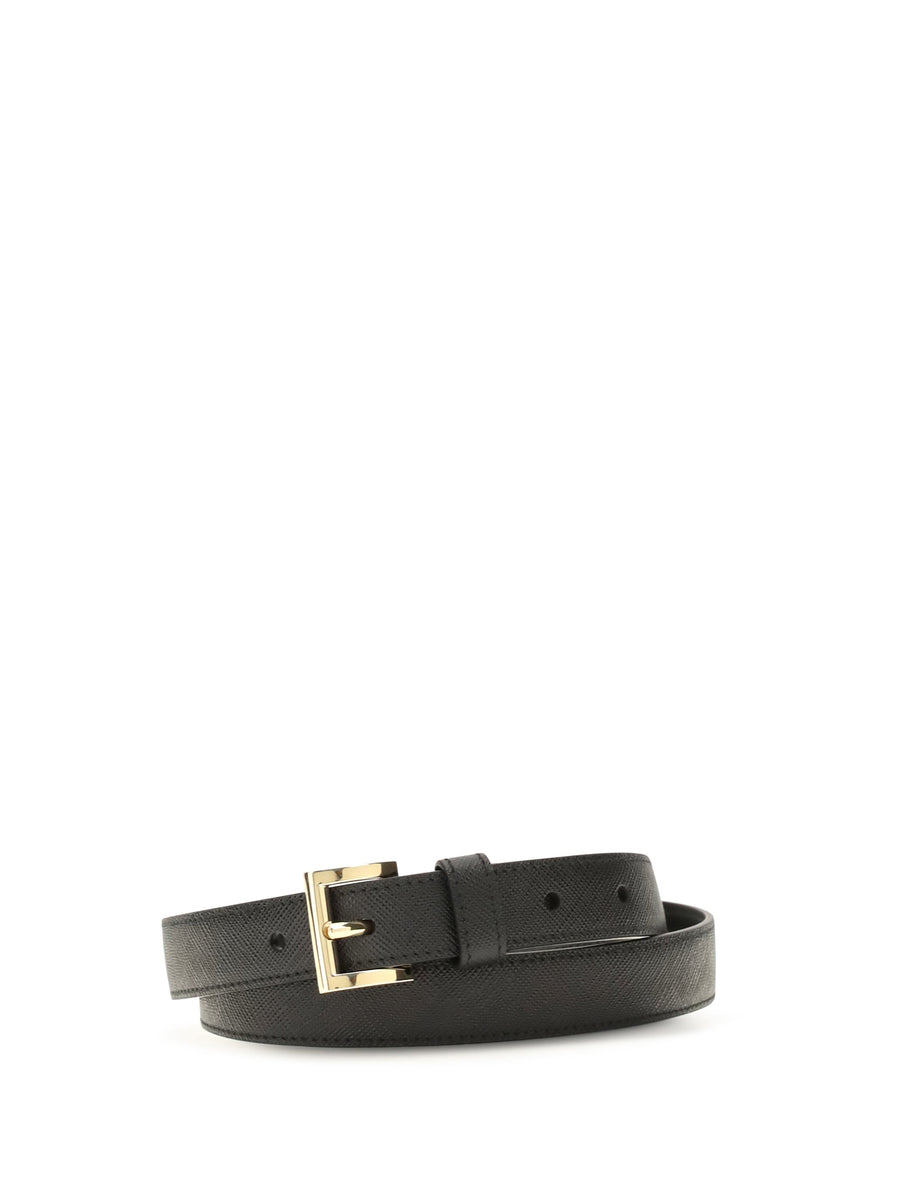 Prada Saffiano Leather Belt — Black Calf