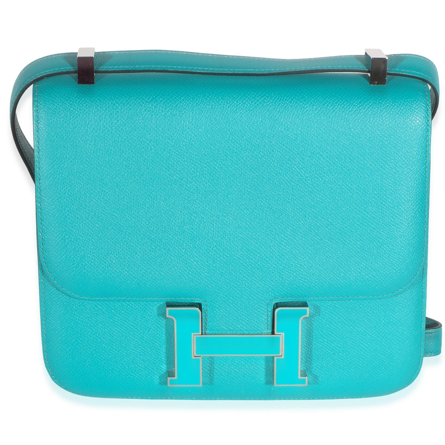 Hermès Bleu Paon Menthe Epsom Verso Constance 24 Blue Leather Bag