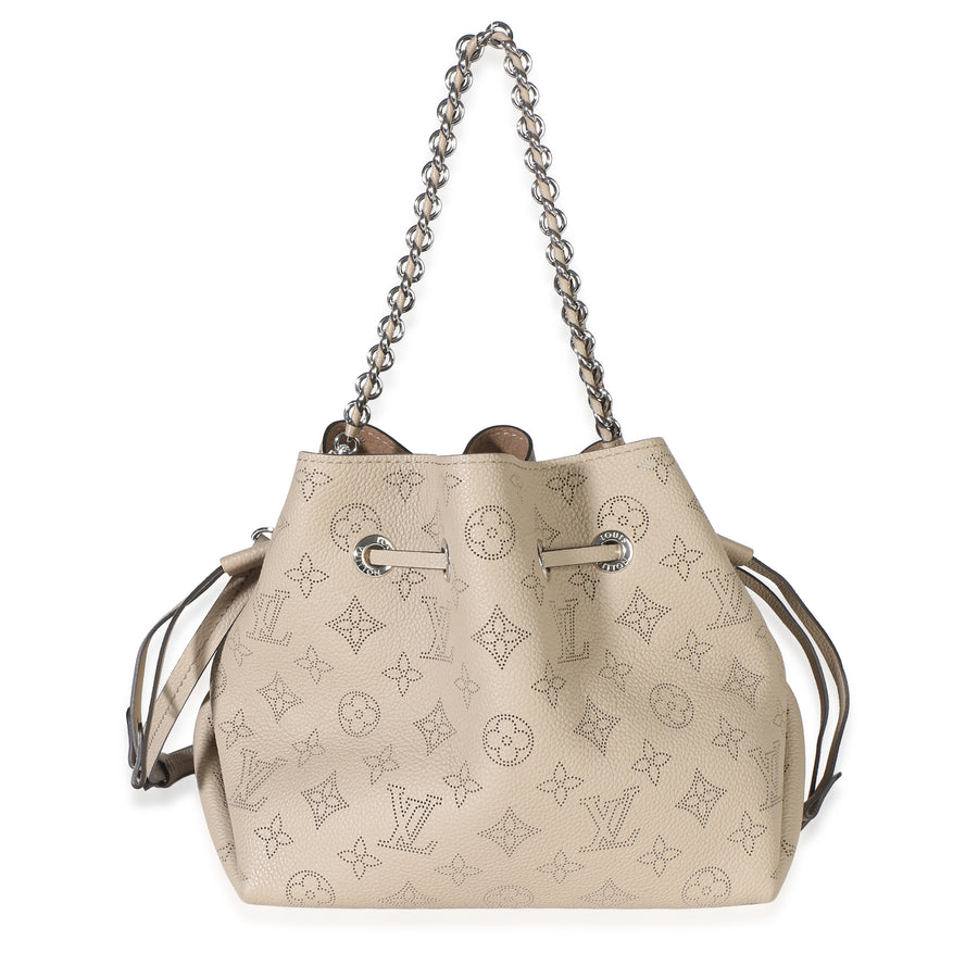 Louis Vuitton Galet Monogram Mahina Bella Hobo Gray Leather