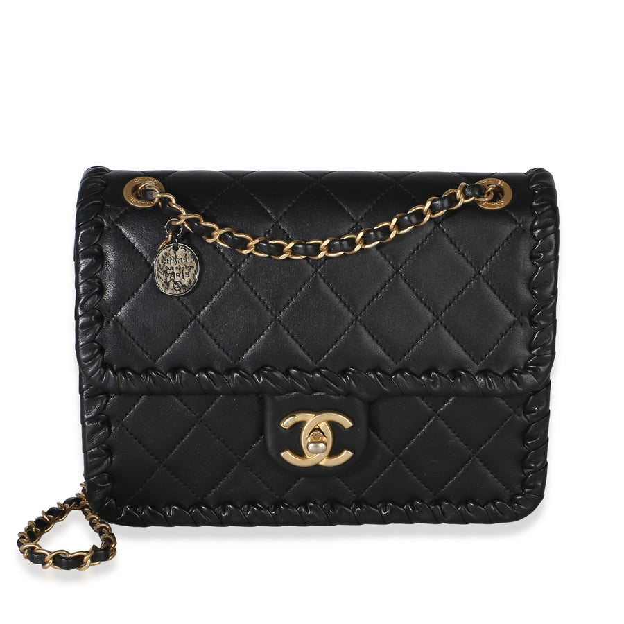 Chanel Black Braided Quilted Calfskin Small My Own Frame Flap Bag Leather