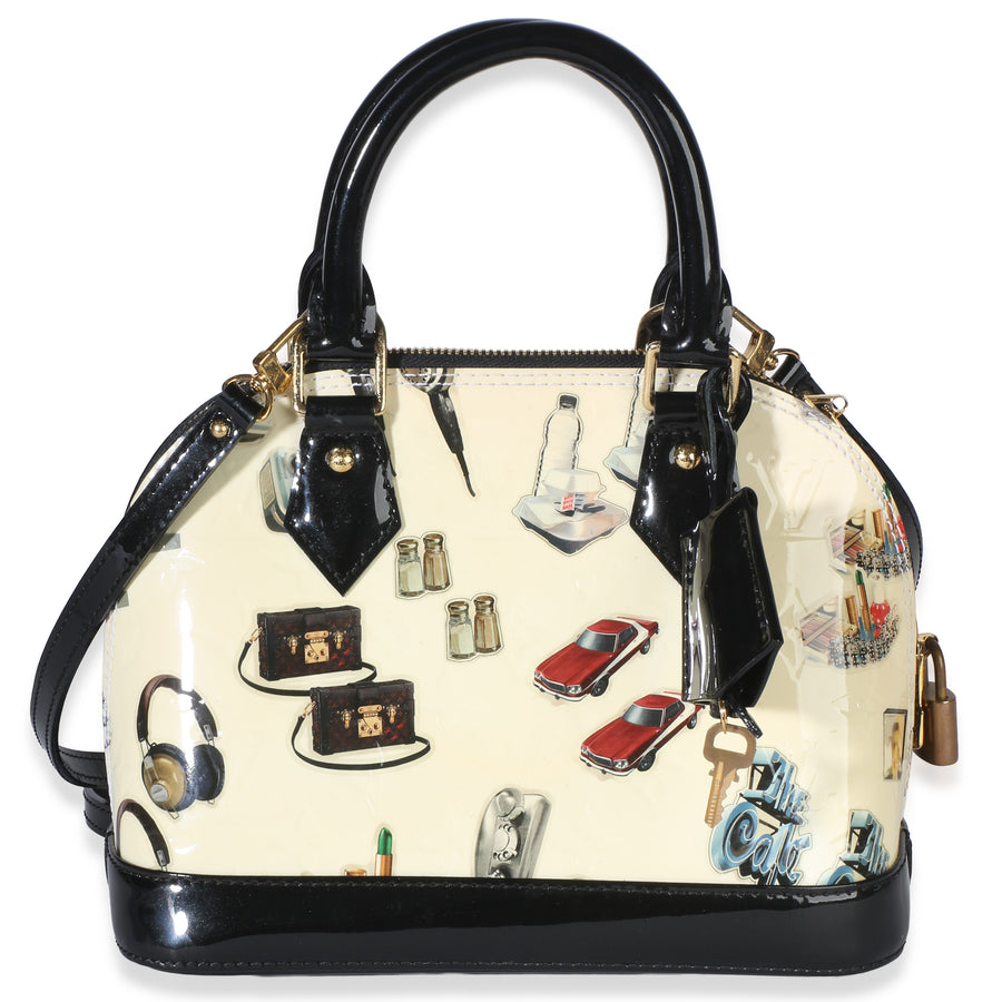 Louis Vuitton Monogram Vernis Stickers Alma Bb Black; White Patent Leather Bag