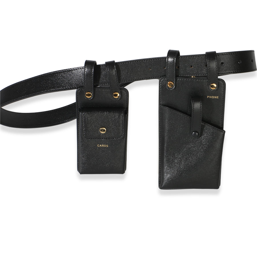 Fendi Black Vitello Glacier Utility Belt Pouch Leather Hat