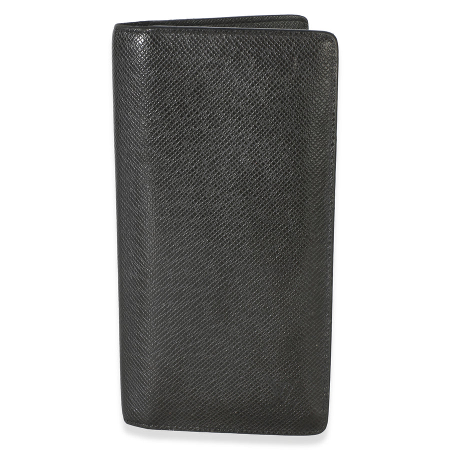 Louis Vuitton Black Taiga Brazza Wallet Leather