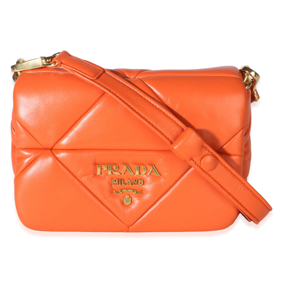 Prada Orange Nappa Small Patchwork System Chain Bag Leather