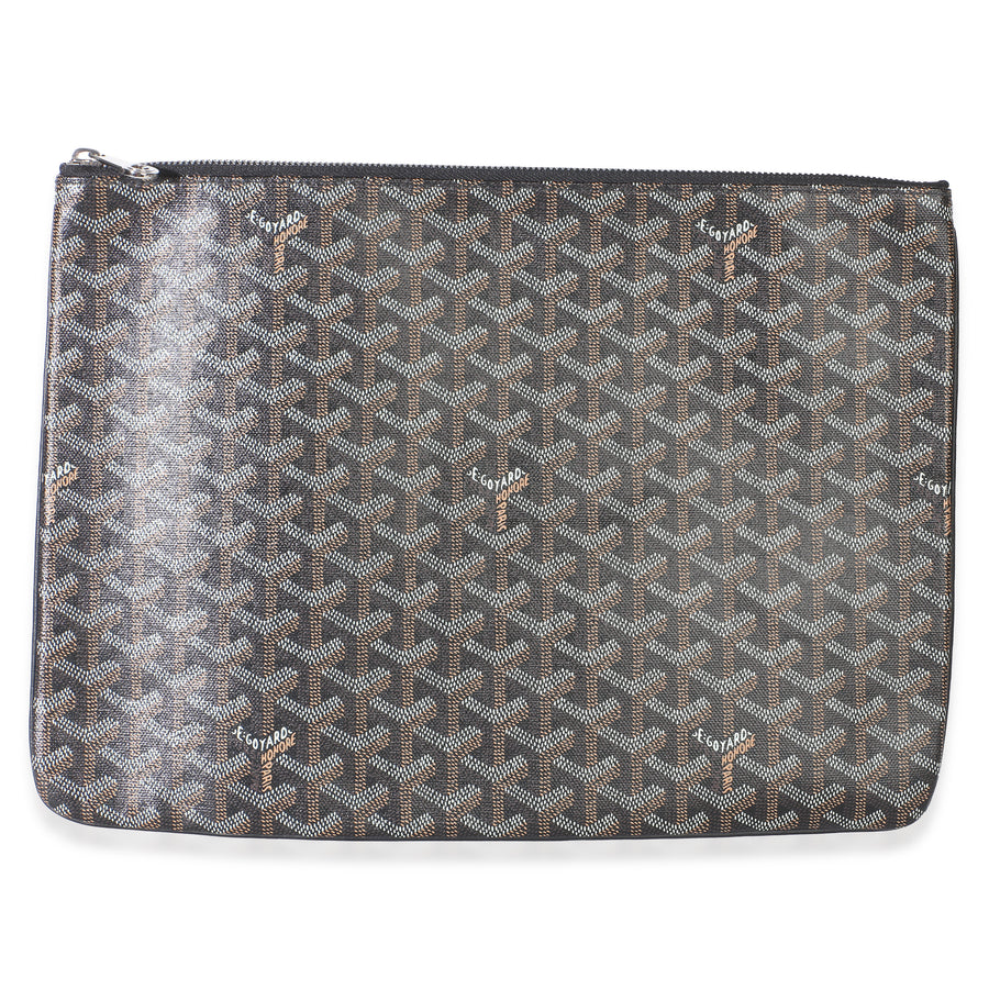Goyard Black Goyardine Canvas Senat Pouch Gm Coated