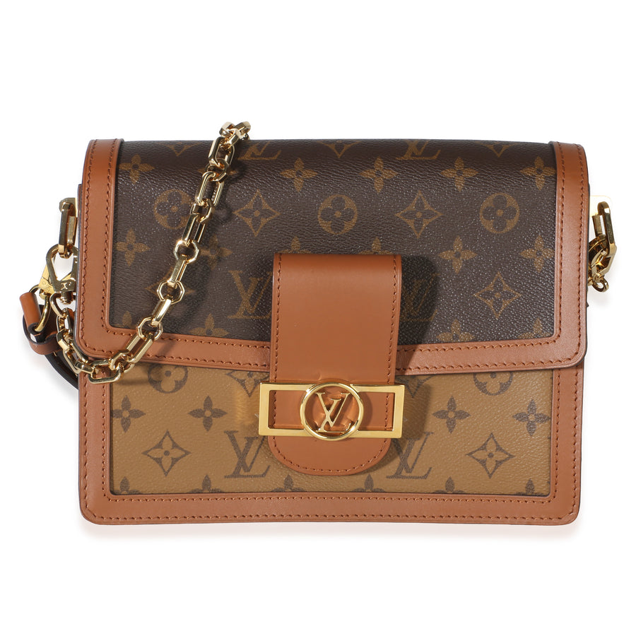 Louis Vuitton Reverse Monogram Canvas Dauphine Mm Brown Coated Bag