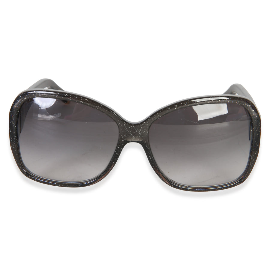 Louis Vuitton Black Glitter Acetate Obsession Round Sunglasses Plastic