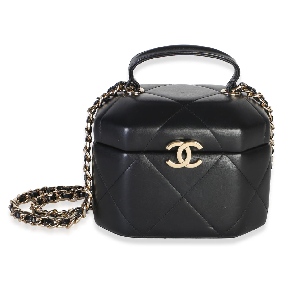 Chanel Black Lambskin Paris Chateau De Chenonceau Vendome Case With Chain Leather Bag