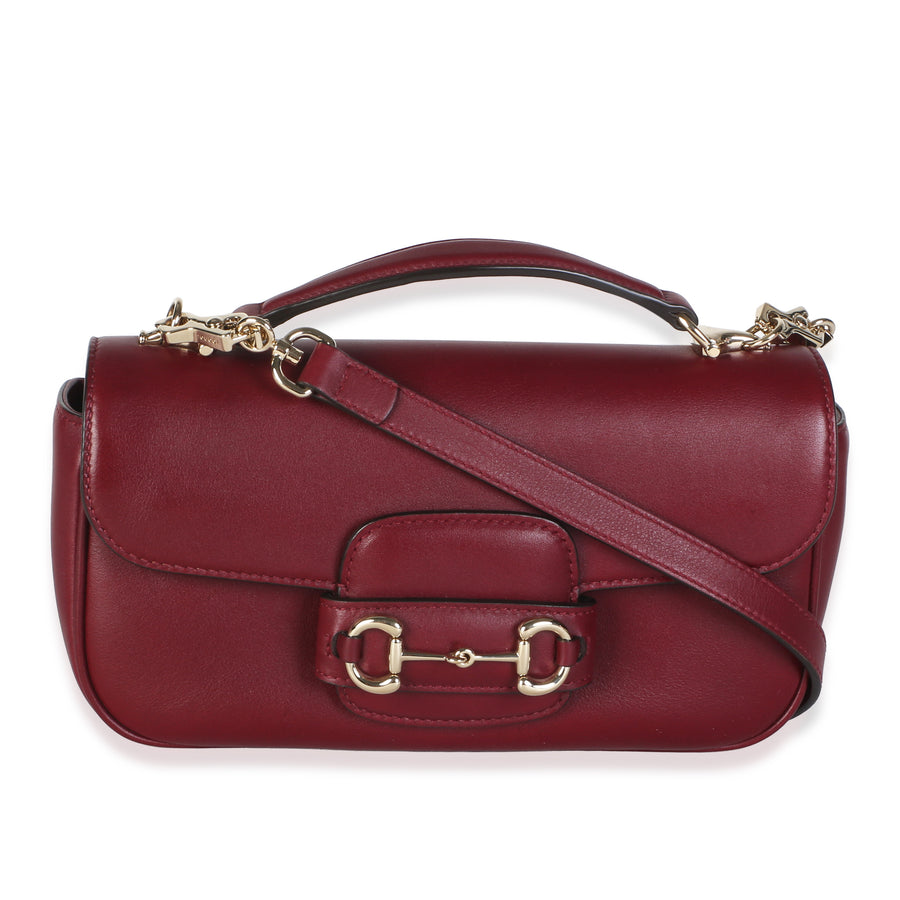 Gucci Rosso Ancora Arabella Calfskin Soft Horsebit 1955 Small Top Handle Bag Red Leather