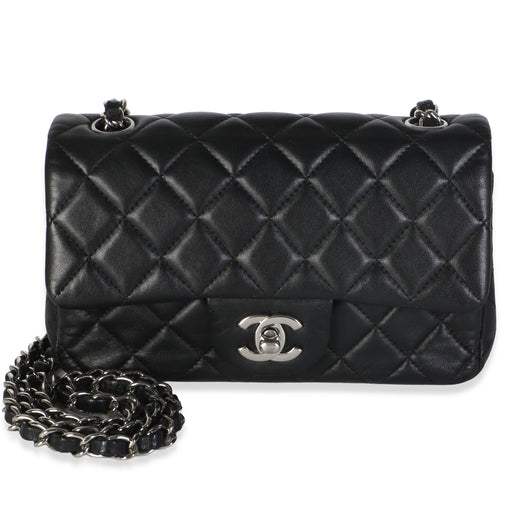 Chanel Black Quilted Lambskin Mini Rectangular Flap Bag Leather
