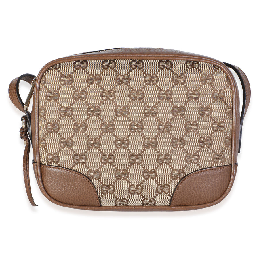 Gucci Beige Tobacco Dollar Calfskin Gg Canvas Mini Bree Messenger Bag Beige; Brown Canvas; Leather