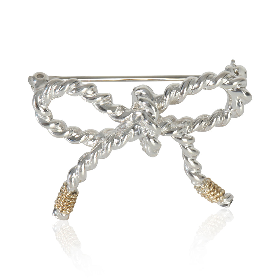 Tiffany & Co. Yellow Gold Sterling Silver Bow Brooch 14k Accessory