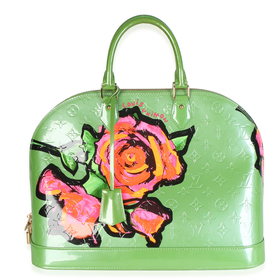 Louis Vuitton X Stephen Sprouse Vert Tonic Monogram Vernis Roses Alma Gm Green Patent Leather Bag