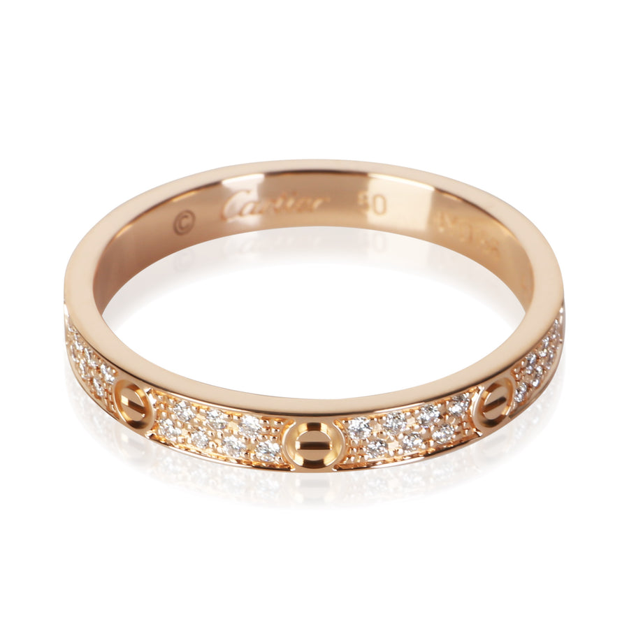 Cartier Rose Gold Diamond Mini Model Love Ring 18k Rings
